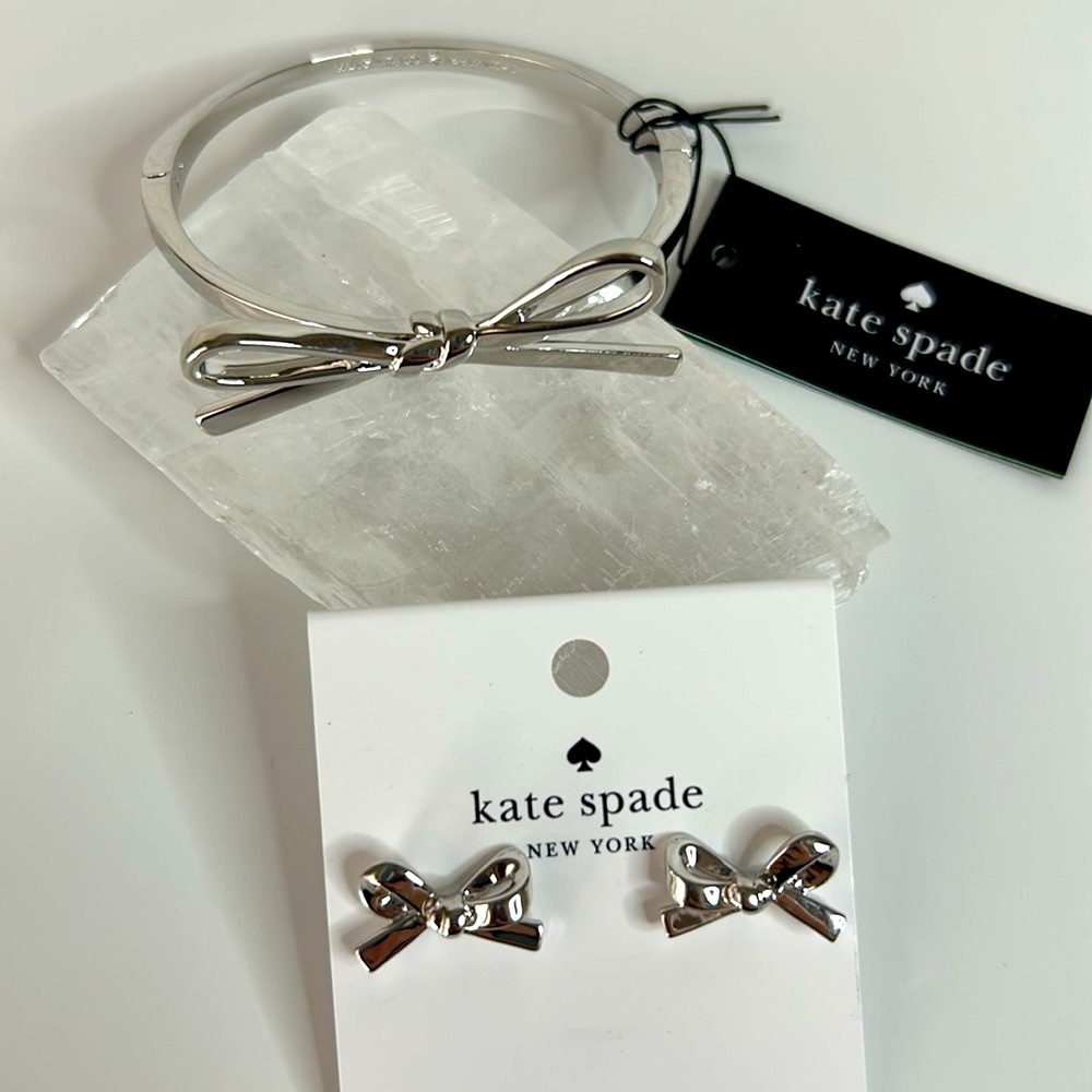 Kate Spade Skinny Mini Bow Bangle and Skinny Mini Bow Studs (SET) NWT